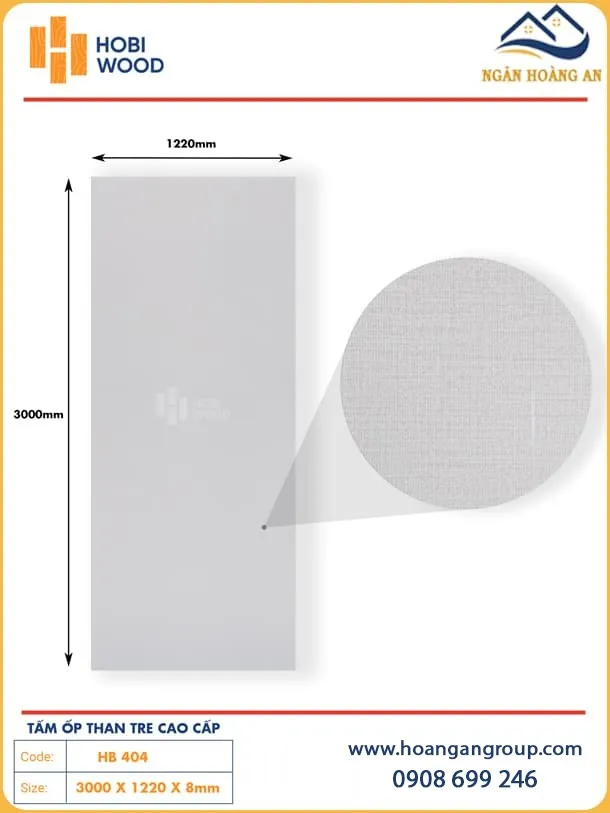 Tấm Ốp Đa Năng Sợi Than Tre Vân Vải Hobiwood HB 404 Tấm Ốp Đa Năng Sợi Than Tre Vân Vải Hobiwood HB 404
