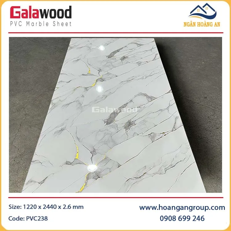 Tấm Nhựa Ốp Tường Giả Đá Dát Vàng Galawood PVC238