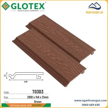 Ốp Tường Gỗ Nhựa Ngoài Trời Glotex TO3D3 Brown