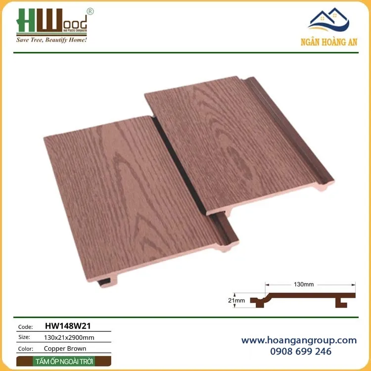 Ốp Tường Gỗ Nhựa Ngoài Trời Hwood HW148W21 Copper Brown Ốp Tường Gỗ Nhựa Ngoài Trời Hwood HW148W21 Copper Brown