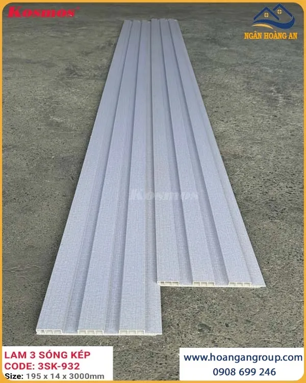 Tấm Ốp Tường Lam 3 Sóng Thấp Vân Vải Xám Kosmos 3SK-932