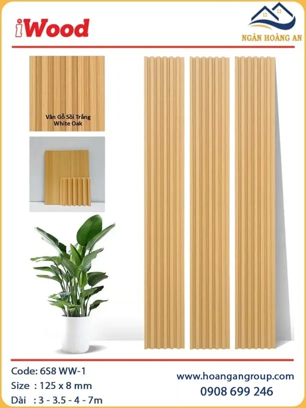  Ốp Tường Lam Sóng Than Tre Vân Gỗ iWood 6S8 WW-1