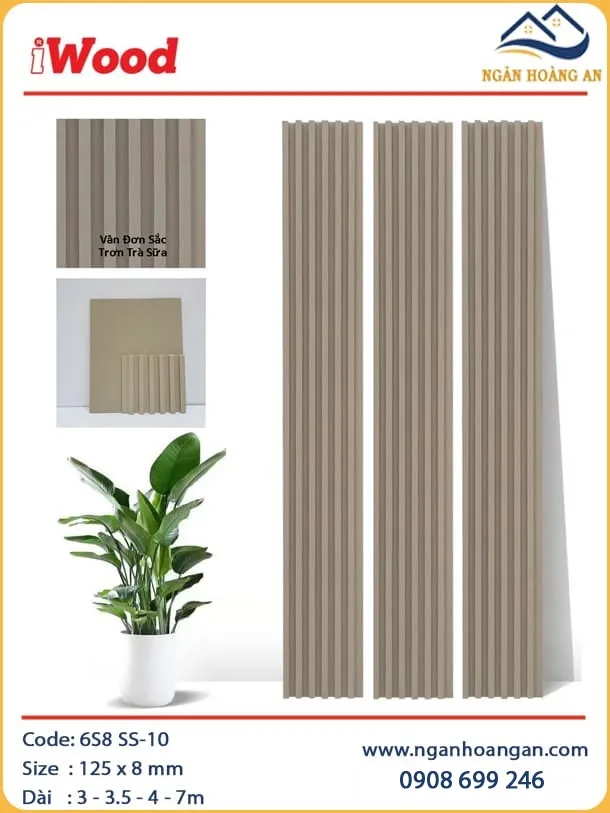 Ốp Tường Lam Sóng Than Tre Vân Đơn Sắc Trơn Trà Sữa iWood 6S8 SS-10 Ốp Tường Lam Sóng Than Tre Vân Đơn Sắc Trơn Trà Sữa iWood 6S8 SS-10