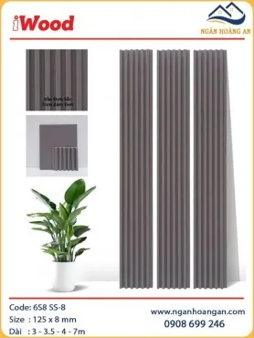 Ốp Tường Lam Sóng Than Tre Vân Đơn Sắc Trơn Xám Đen iWood 6S8 SS-8