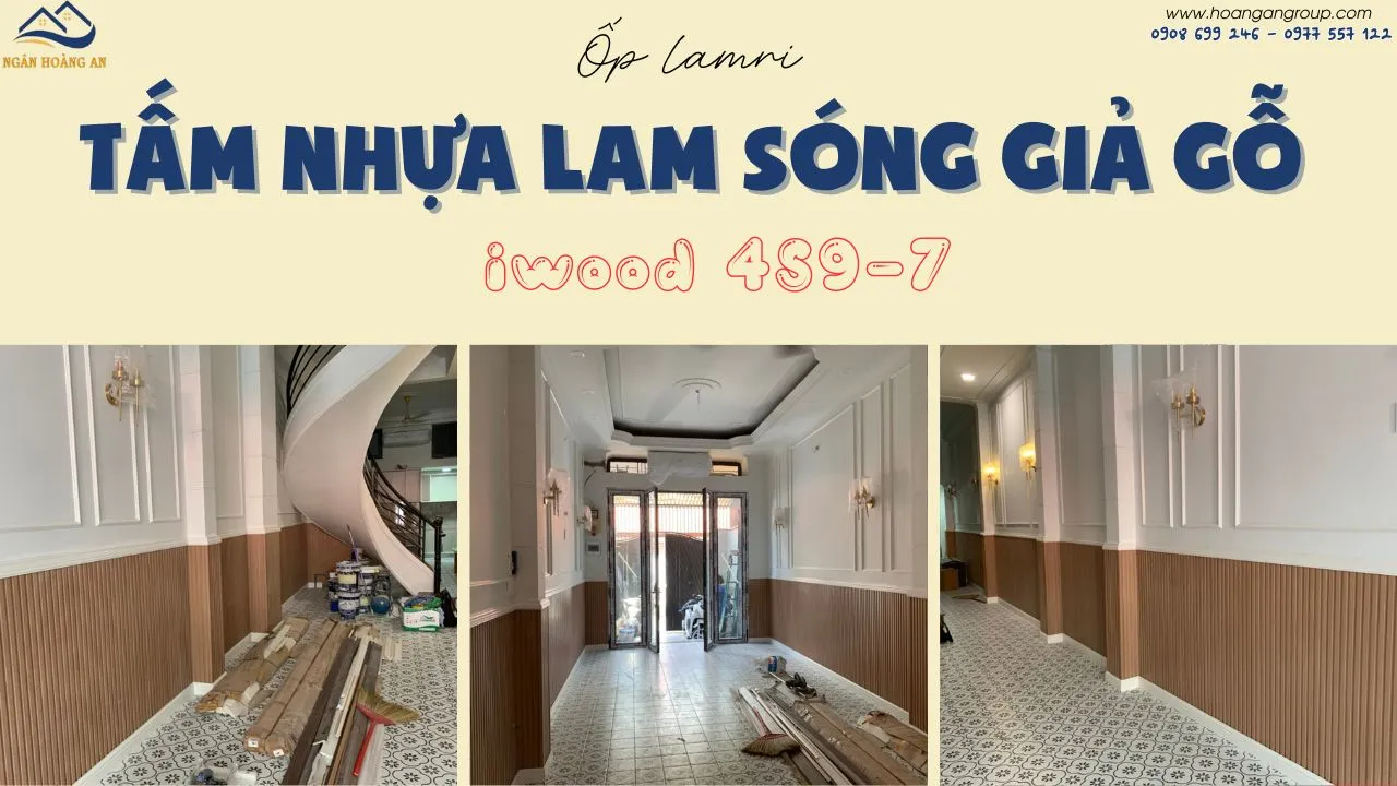 Ốp Tường Lamri Bằng Tấm Nhựa Lam Sóng Giả Gỗ Iwood 4S9-7 Tại Quận 10 TPHCM