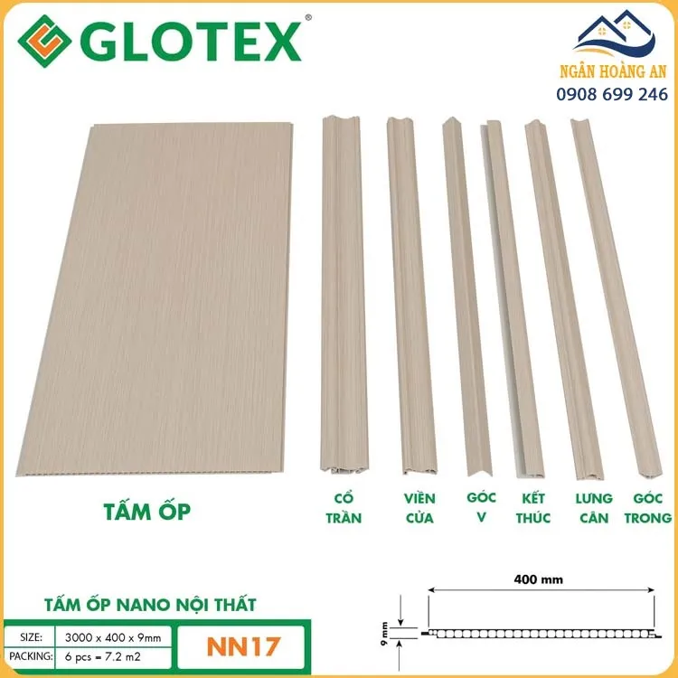 Ốp Tường Nano Glotex 9mm NN17 Vân Sọc Be Nhạt