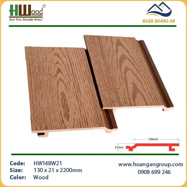 Tấm Ốp Gỗ Nhựa Ngoài Trời Hwood HW148W21 Wood