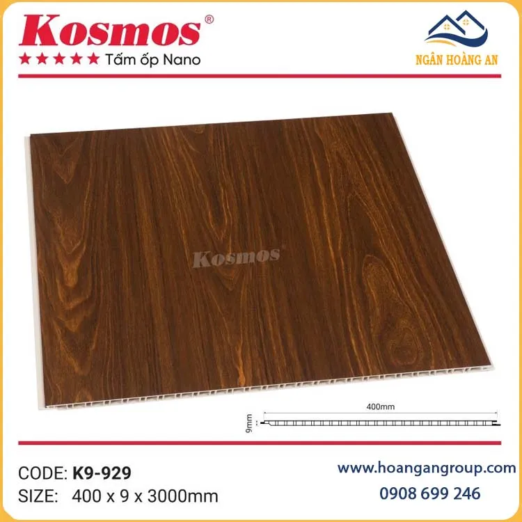 Ốp Tường Ốp Trần Tấm Nano Chân Kép Giả Gỗ Kosmos K9-929