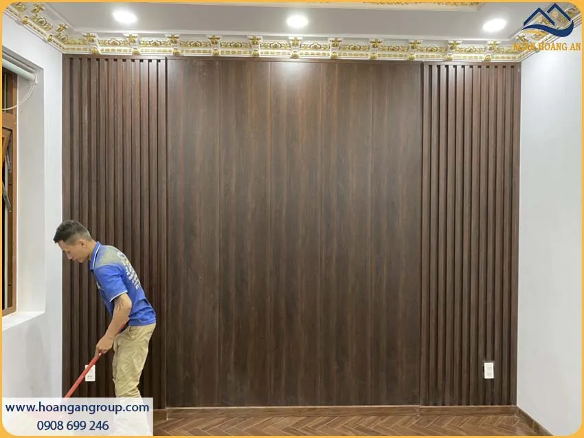 Mẫu Phòng Khách Hiện Đại Với Nano - Lam Sóng Giả Gỗ