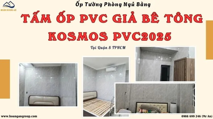 Ốp Tường Phòng Ngủ Bằng PVC Giả Bê Tông Kosmos PVC2025 Quận 8 TPHCM