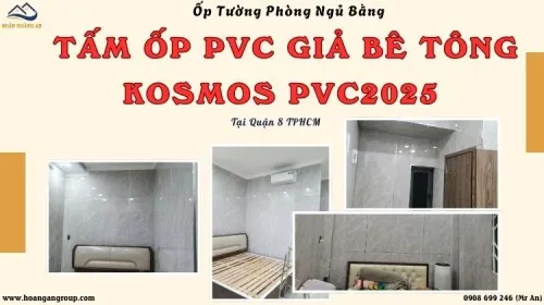 Ốp Tường Phòng Ngủ Bằng PVC Giả Bê Tông Kosmos PVC2025 Quận 8 TPHCM
