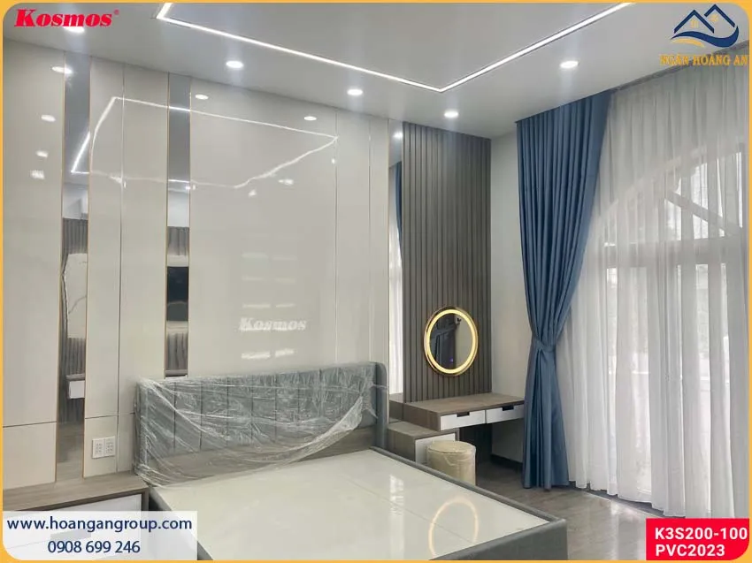 Mẫu Ốp Tường Phòng Ngủ Bằng Lam Sóng Giả Gỗ