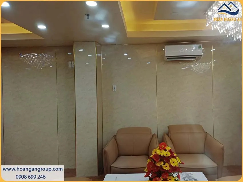Thi Công Ốp Tường PVC Giả Đá Kosmos PVC2006 Tạo Nên Sự Sang Trọng