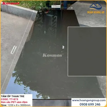 Ốp Tường Tấm Ốp Than Tre Kosmos TT-873 Vân Đơn Sắc Pet Xám Đậm