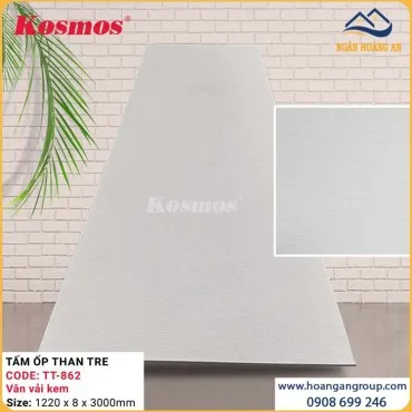 Ốp Tường Tấm Ốp Than Tre Vân Vải Kem Kosmos TT-862