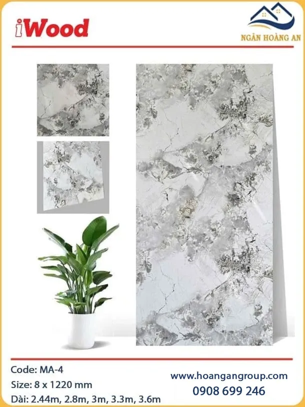 Ốp Tường Tấm Than Tre Đa Năng Vân Đá iWood MA-4