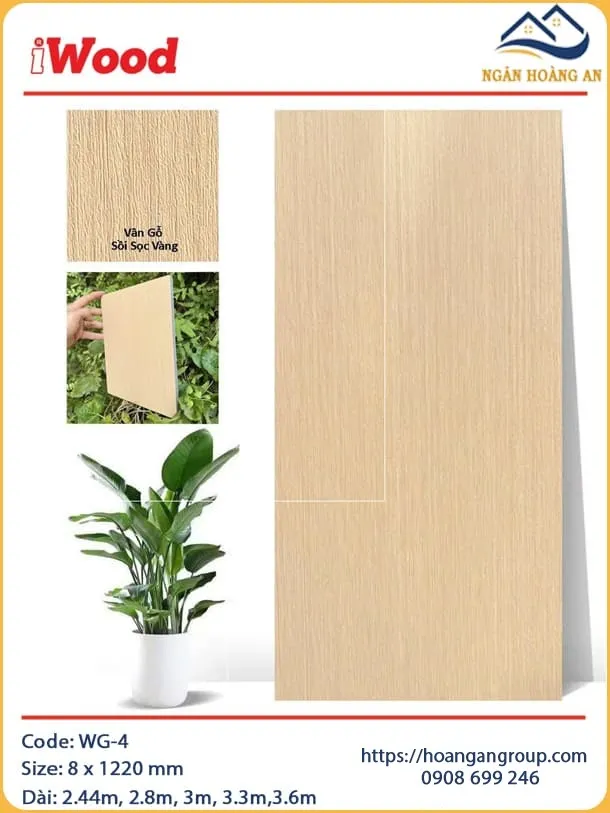 Ốp Trần Sợi Than Tre Đa Năng Vân Gỗ Sòi Sọc Vàng iWood WG-4 Ốp Trần Sợi Than Tre Đa Năng Vân Gỗ Sòi Sọc Vàng iWood WG-4