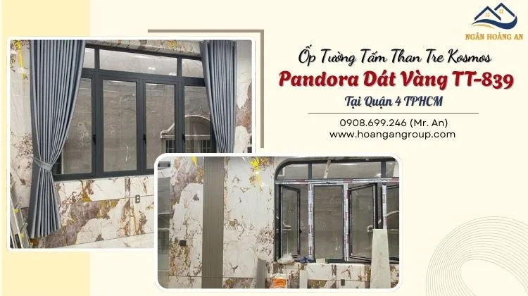 Ốp Tường Tấm Than Tre Kosmos Pandora Dát Vàng TT-839