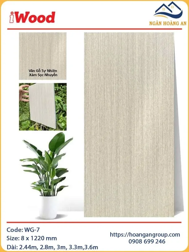 Ốp Tường Sợi Than Tre Vân Gỗ Xám Nhuyễn iWood WG-7 Ốp Tường Sợi Than Tre Vân Gỗ Xám Nhuyễn iWood WG-7