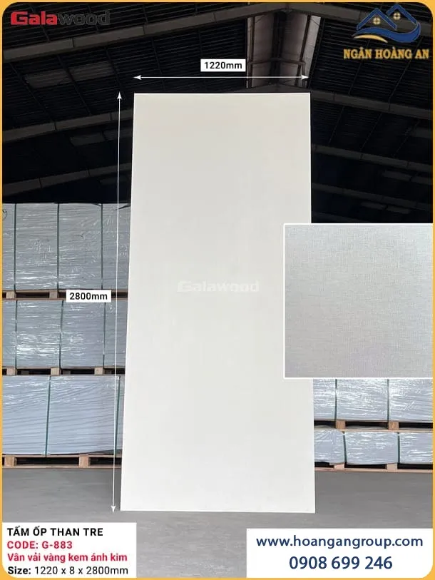 Tấm Ốp Tường Than Tre Galawood Vân Vải Ánh Kim G-883 Tấm Ốp Tường Than Tre Galawood Vân Vải Ánh Kim G-883