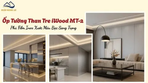 Ốp Tường Than Tre iWood MT-2 – Phủ Film Inox Xước Màu Bạc Sang Trọng