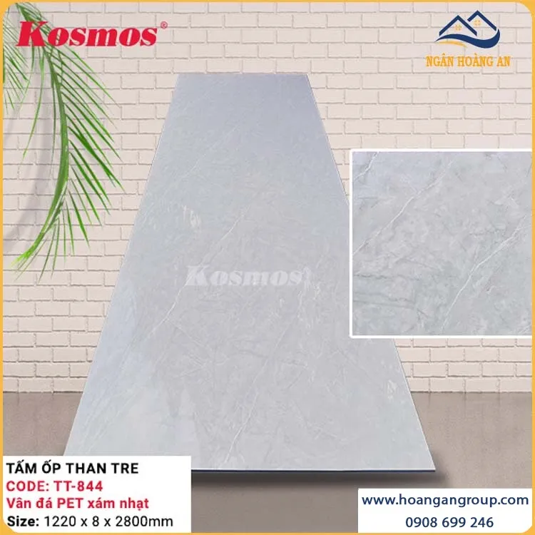 Ốp Tường Than Tre Kosmos TT-844 Vân Đá PET Xám Nhạt Ốp Tường Than Tre Kosmos TT-844 Vân Đá PET Xám Nhạt