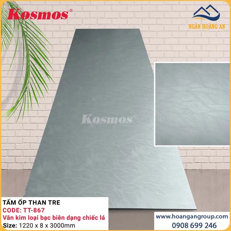 Ốp Tường Than Tre Kosmos TT-867 Kim Loại Bạc Biên Dạng Chiếc Lá Ốp Tường Than Tre Kosmos TT-867 Kim Loại Bạc Biên Dạng Chiếc Lá