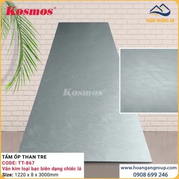 Ốp Tường Than Tre Kosmos TT-867 Kim Loại Bạc Biên Dạng Chiếc Lá