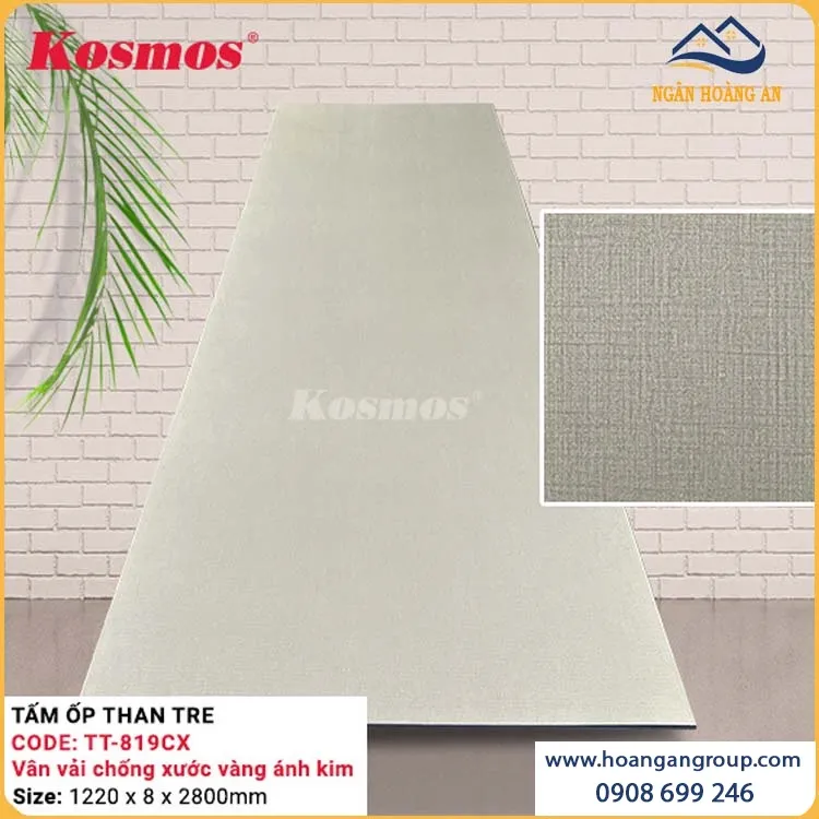 Tấm Ốp Than Tre Vân Vải Vàng Ánh Kim Kosmos TT-819CX