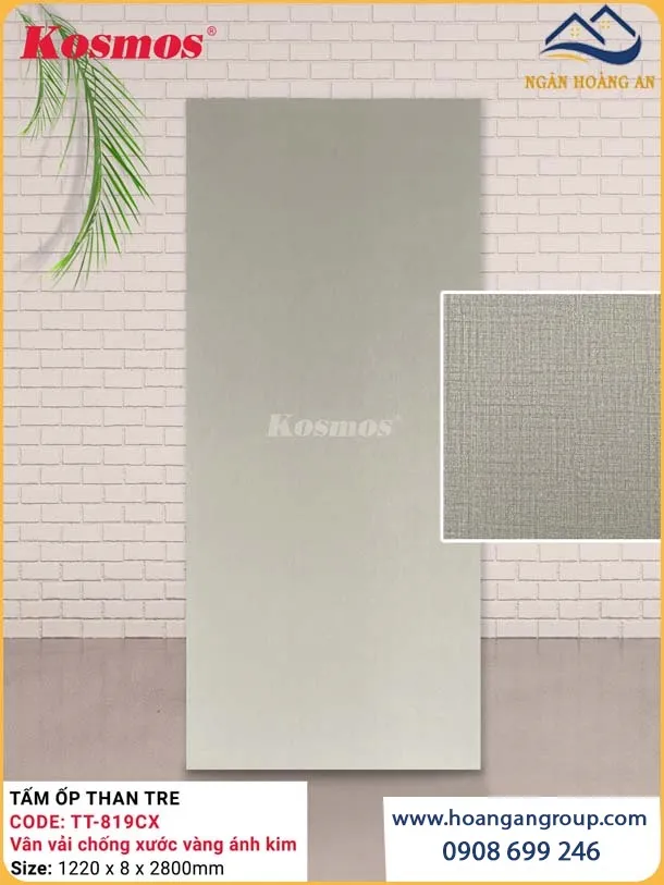 Tấm Ốp Than Tre Vân Vải Vàng Ánh Kim Kosmos TT-819CX Tấm Ốp Than Tre Vân Vải Vàng Ánh Kim Kosmos TT-819CX
