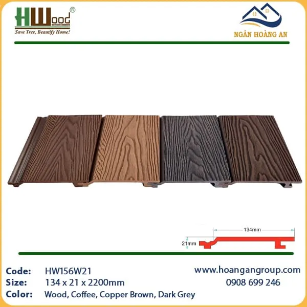 Tấm Ốp Gỗ Nhựa Ngoài Trời Hwood HW156W21 Vân 3D Tấm Ốp Gỗ Nhựa Ngoài Trời Hwood HW156W21 Vân 3D