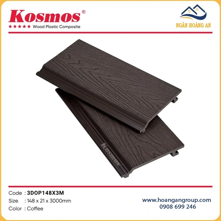 Ốp Tường Trần Gỗ Nhựa Ngoài Trời Kosmos 3DOP148X3M Coffee Ốp Tường Trần Gỗ Nhựa Ngoài Trời Kosmos 3DOP148X3M Coffee