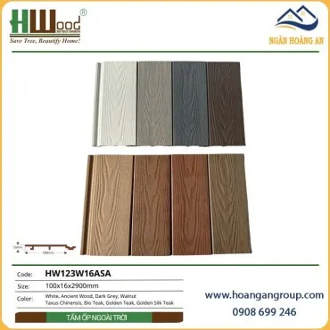 Ốp Tường Trần Gỗ Nhựa Ngoài Trời Phủ ASA Hwood HW123W16ASA