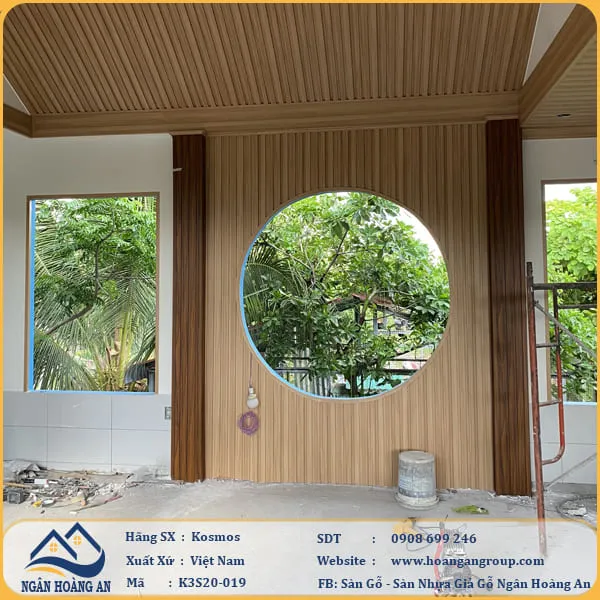 Ốp Tường Trần Bằng Lam Sóng Nhựa Giả Gỗ Komsos K3S200-019