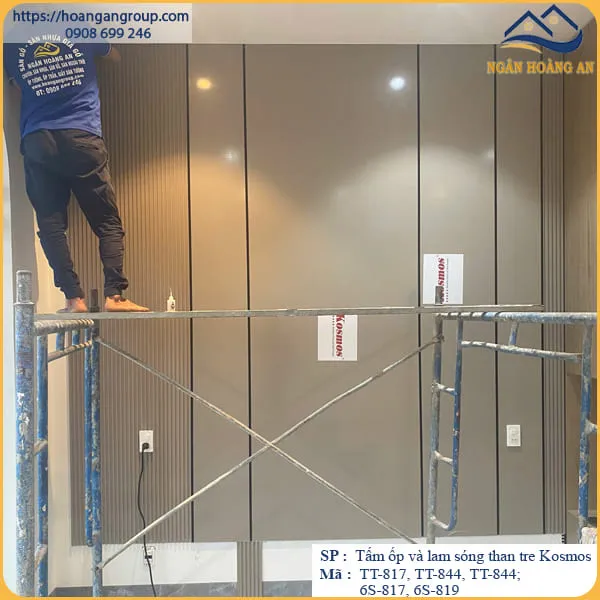 Ốp Vách Phòng Ngủ Bằng Tấm Ốp Than Tre Kosmos Tại Long Thành Đồng Nai