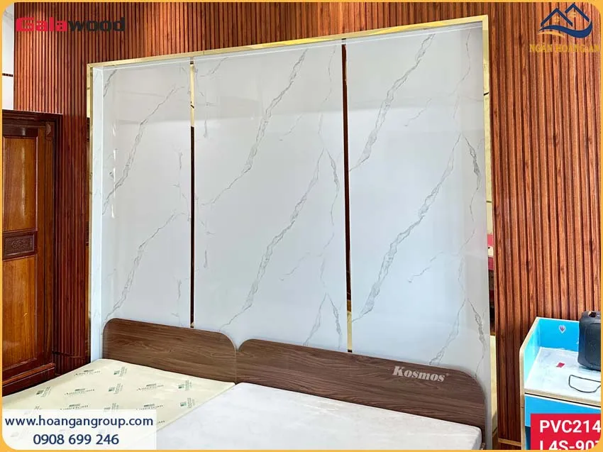 Tấm PVC Giả Đá Làm Nổi Bật Vách Đầu Giường