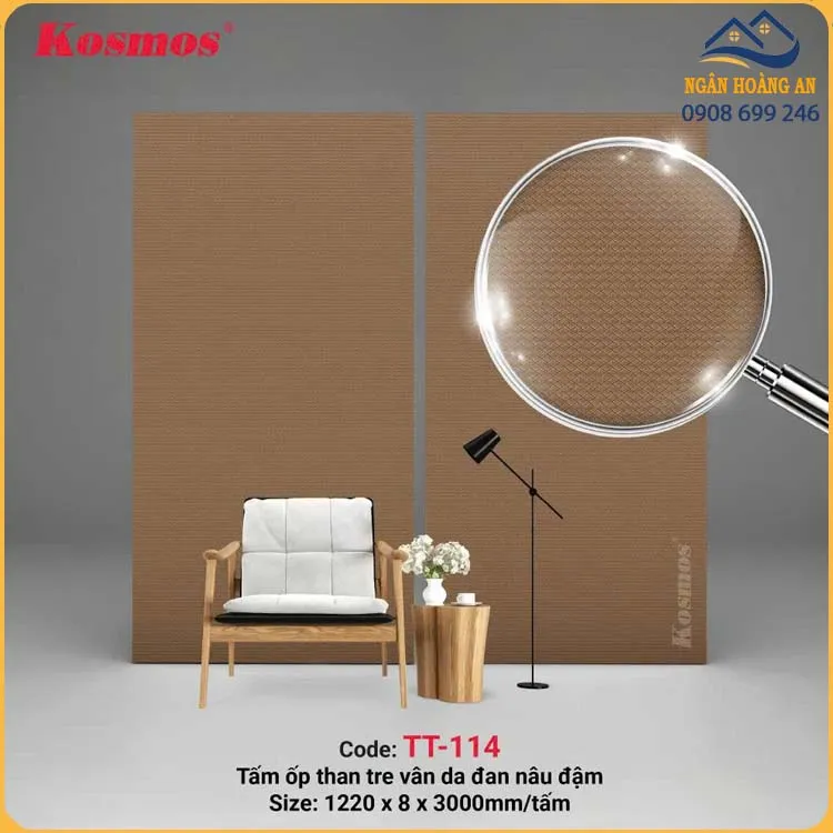 Ốp Vách Đầu Giường Than Tre Kosmos TT-114 Da Đan Nâu Đậm 