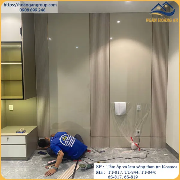 Ốp Vách Phòng Ngủ Bằng Tấm Ốp Than Tre Kosmos Tại Long Thành Đồng Nai