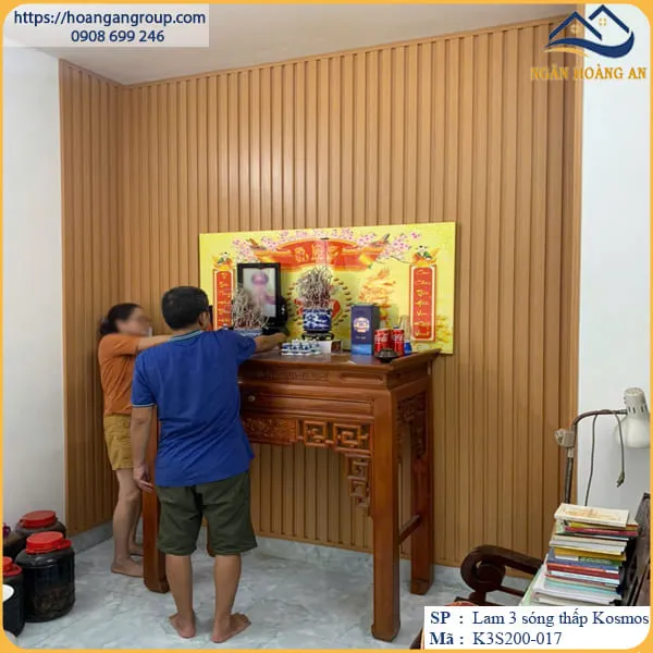 Ốp Vách Phòng Thờ Bằng Tấm Ốp Lam Sóng Kosmos Tại Quận 12 TPHCM