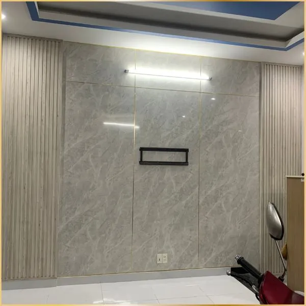 Vách Tivi Kết Hợp Giữa Tấm Ốp Lam Sóng Và Tấm Nhựa PVC Giả Đá Vách Tivi Kết Hợp Giữa Tấm Ốp Lam Sóng Và Tấm Nhựa PVC Giả Đá