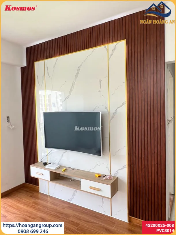 Ốp Vách Tivi Nhựa Giả Gỗ Nhựa Giả Đá Tại Quận 9 TPHCM