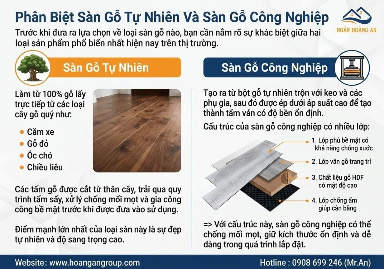 Phân Biệt Sàn Gỗ Tự Nhiên Và Sàn Gỗ Công Nghiệp