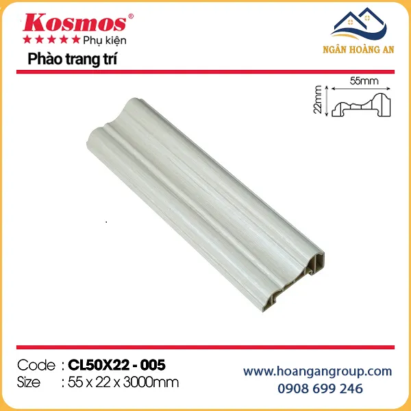 Phào Chỉ Lệch Trang Trí Tấm Ốp Kosmos CL50X22-005 Phào Chỉ Lệch Trang Trí Tấm Ốp Kosmos CL50X22-005
