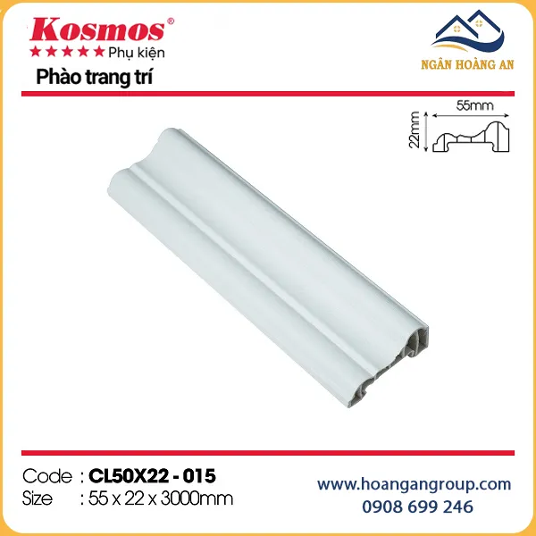 Phào Chỉ Lệch Trang Trí Tấm Ốp Kosmos CL50X22-015 Phào Chỉ Lệch Trang Trí Tấm Ốp Kosmos CL50X22-015
