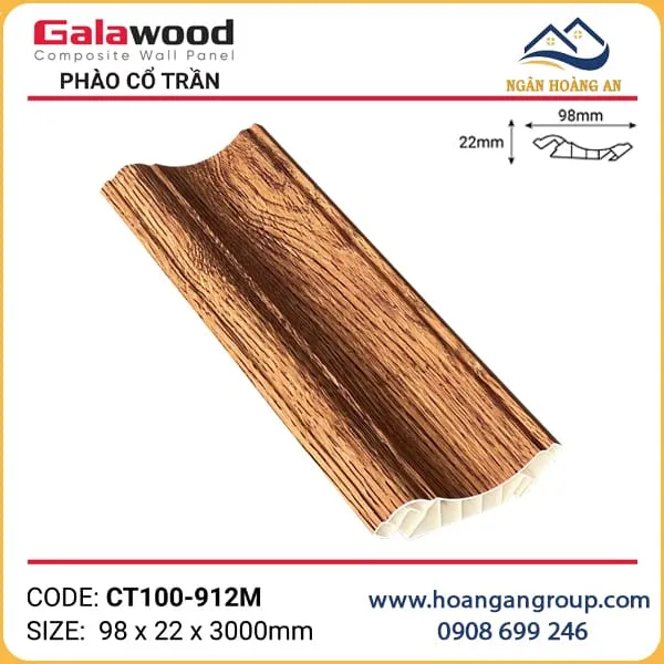 Phào Cổ Trần CT100x22 Giả Gỗ Galawood CT100-912M Phào Cổ Trần CT100x22 Giả Gỗ Galawood CT100-912M