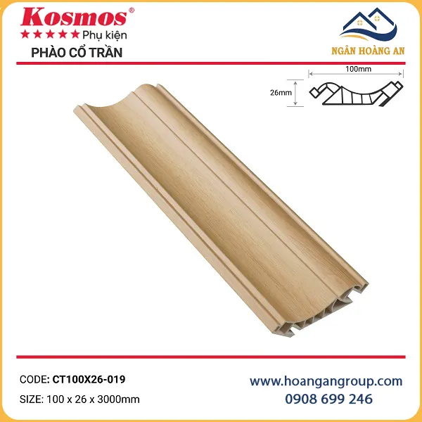 Phào Cổ Trần Nhựa Giả Gỗ Kosmos CT100X26-019