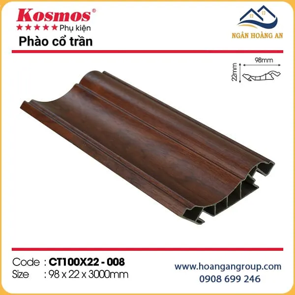 Phào Cổ Trần Nhựa Giả Gỗ Kosmos CT100X22-008