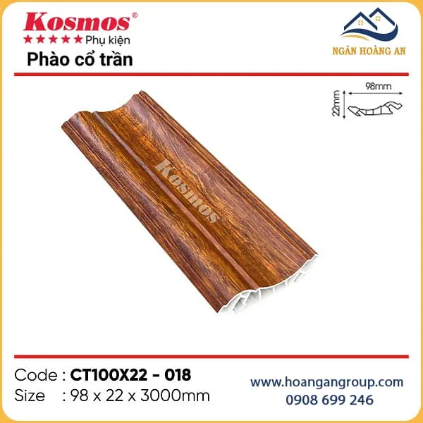 Phào Cổ Trần Nhựa Giả Gỗ Kosmos CT100X22-018