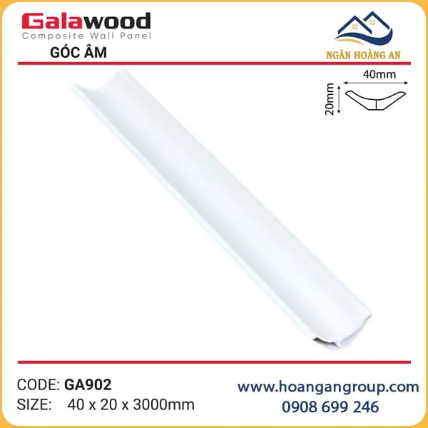 Phào Góc Âm GA40x20 Galawood GA902 Màu Trắng