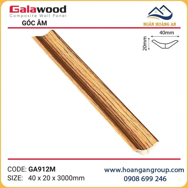 Phào Góc Âm GA40x20 Galawood GA912M Nhựa Giả Gỗ